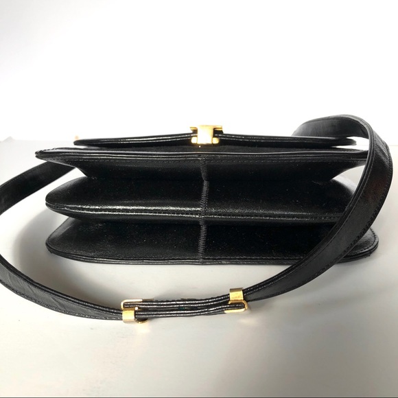 VTG Coblentz Convertible Black Suede Tri-Fold Handbag Shoulder Bag Gold Hardware - Picture 5 of 11